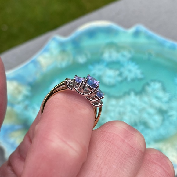 14K Yellow & White Gold Purple Stone (Tanzanite?) & Diamond Ring THL Approx 7 - Picture 14 of 16
